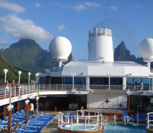 Moorea mountains as seen from pool deck